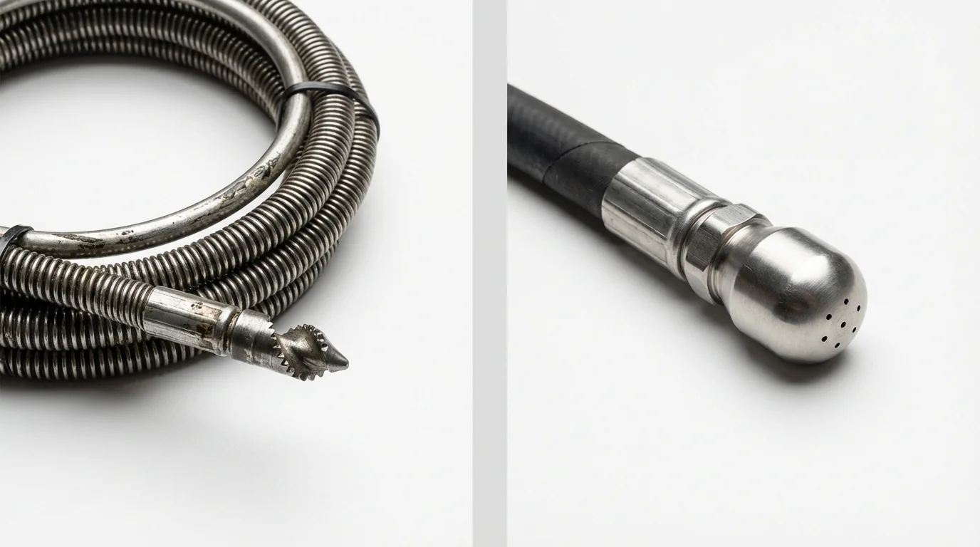 Drain snake cable and hydro jetting nozzle used for drain cleaning in Owensboro, KY