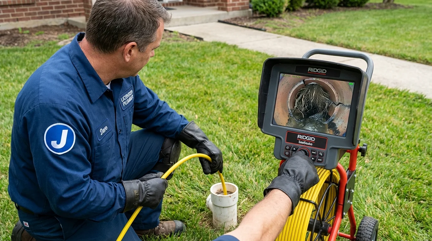 Sewer camera inspection being performed by Johns Plumbing LLC in Owensboro